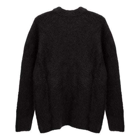 Amomento Alpaca Round Neck Pullover Black AM24FW02CD Degli Uberti